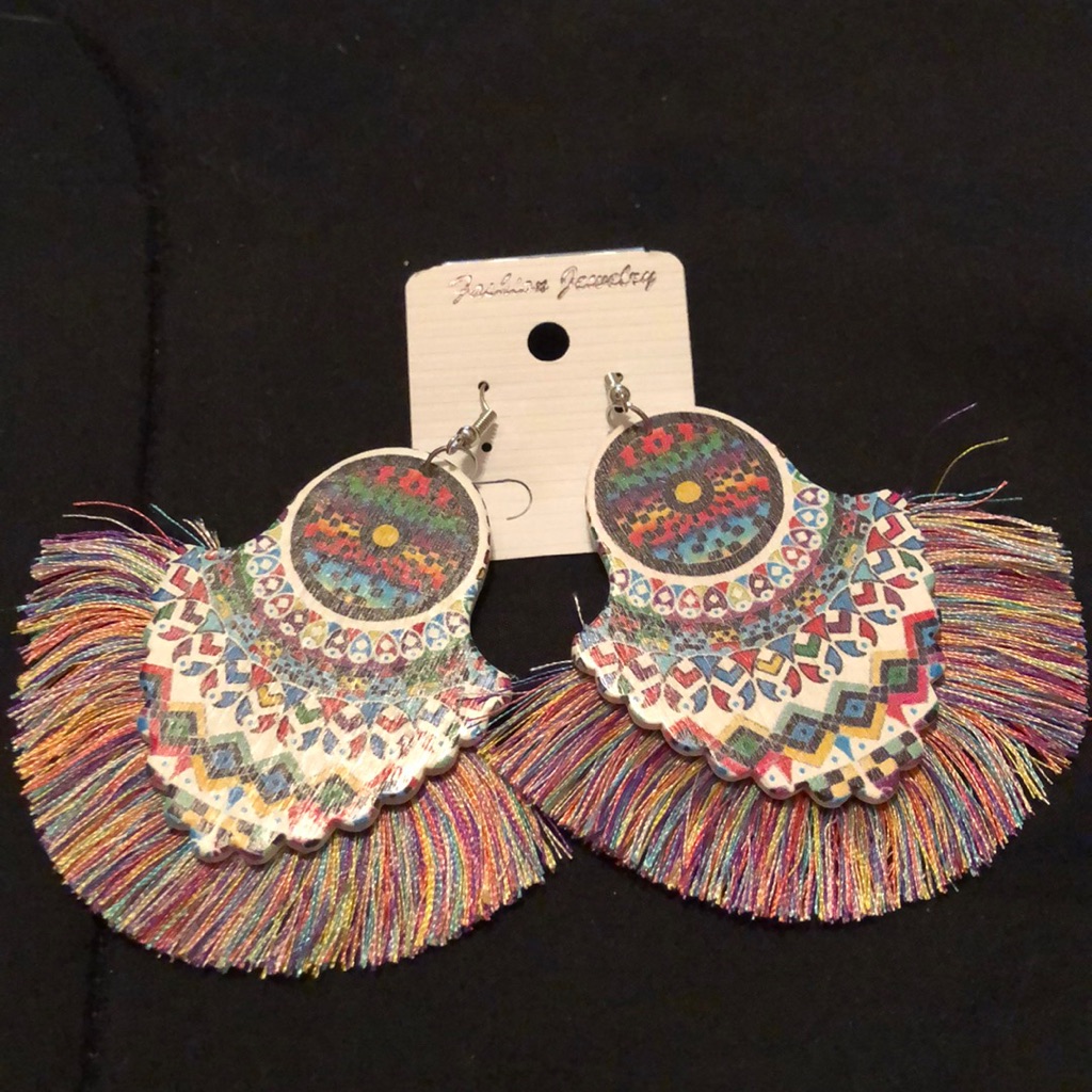Multi Colored Thread Earrings